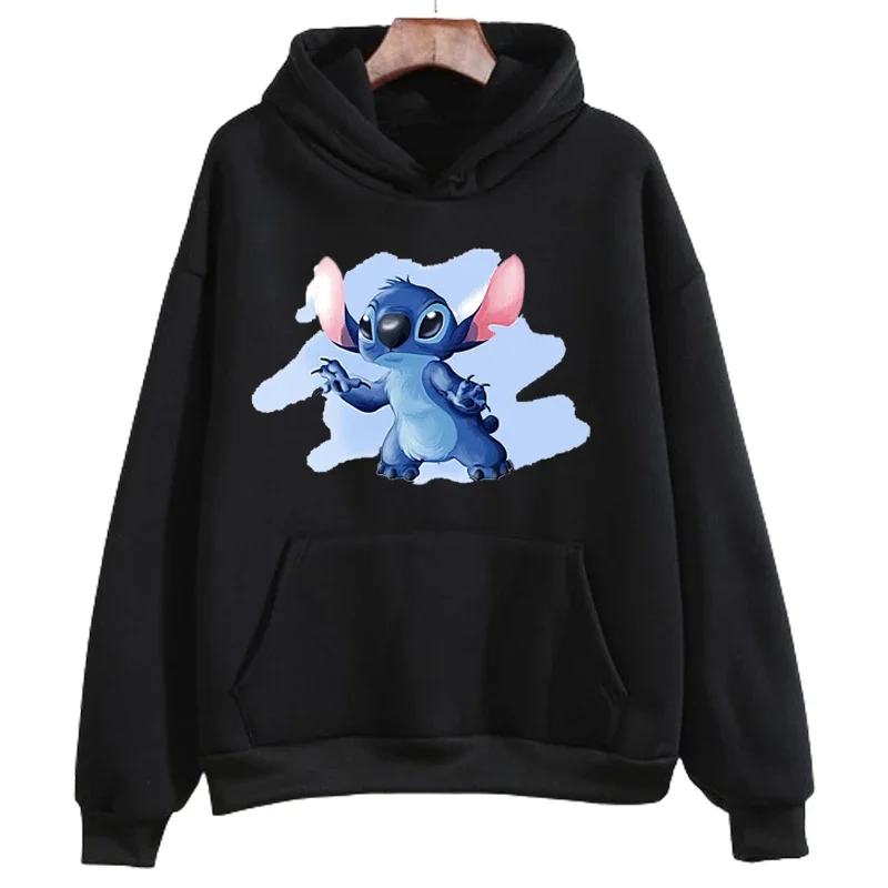 Women Hoodies Cartoon Stitch Print Sweatshirt Autumn O-Neck Long Sleeve Hoodie Pullover Casual Streetwear Harajuku Clothes Tops