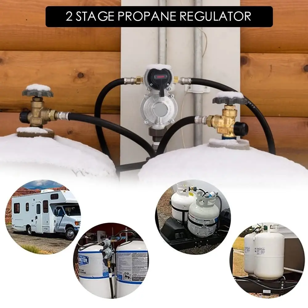 Doppelseitiger LP-Propan-Regler-Kit aus Edelstahl, sicherer, präziser Outdoor-Regler, Instrument, Hitzebeständigkeit