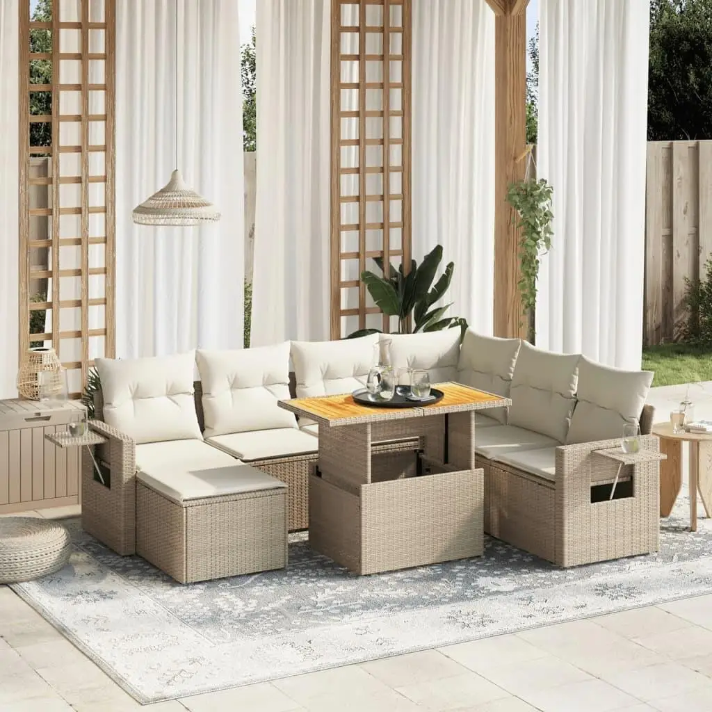 

Beige Cream White Garden Sofa Set Outdoor Furniture Comfortable Seating Area