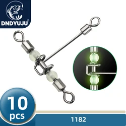 DNDYUJU 10pcs 3way Luminous T-shape Cross-Line Rolling Swivel With Pearl Beads Fishing Swivels Fishhooks Fishing Connector