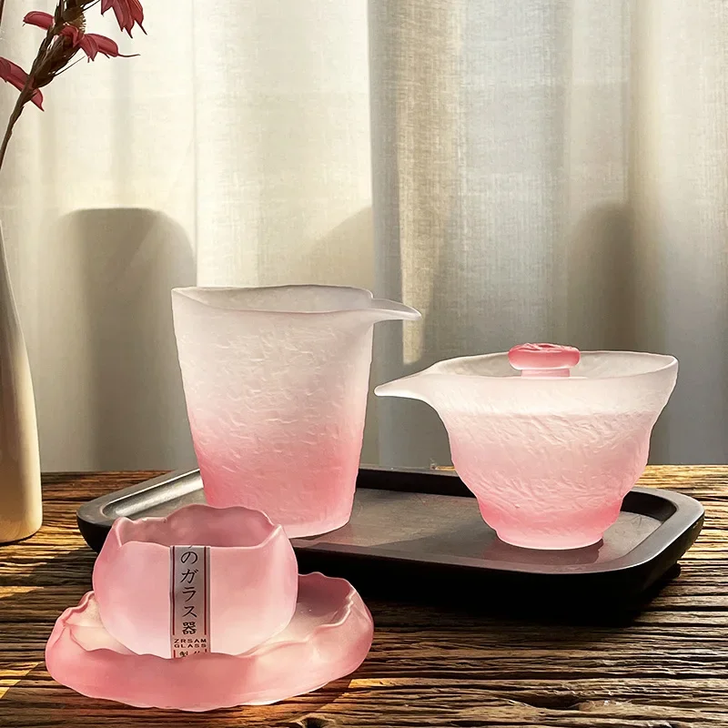 Teacups Pink Crystal Glass Tea Cups Set Japanese Tea Tureen Sake Glass Girl Friends Birthday Presents Gifts