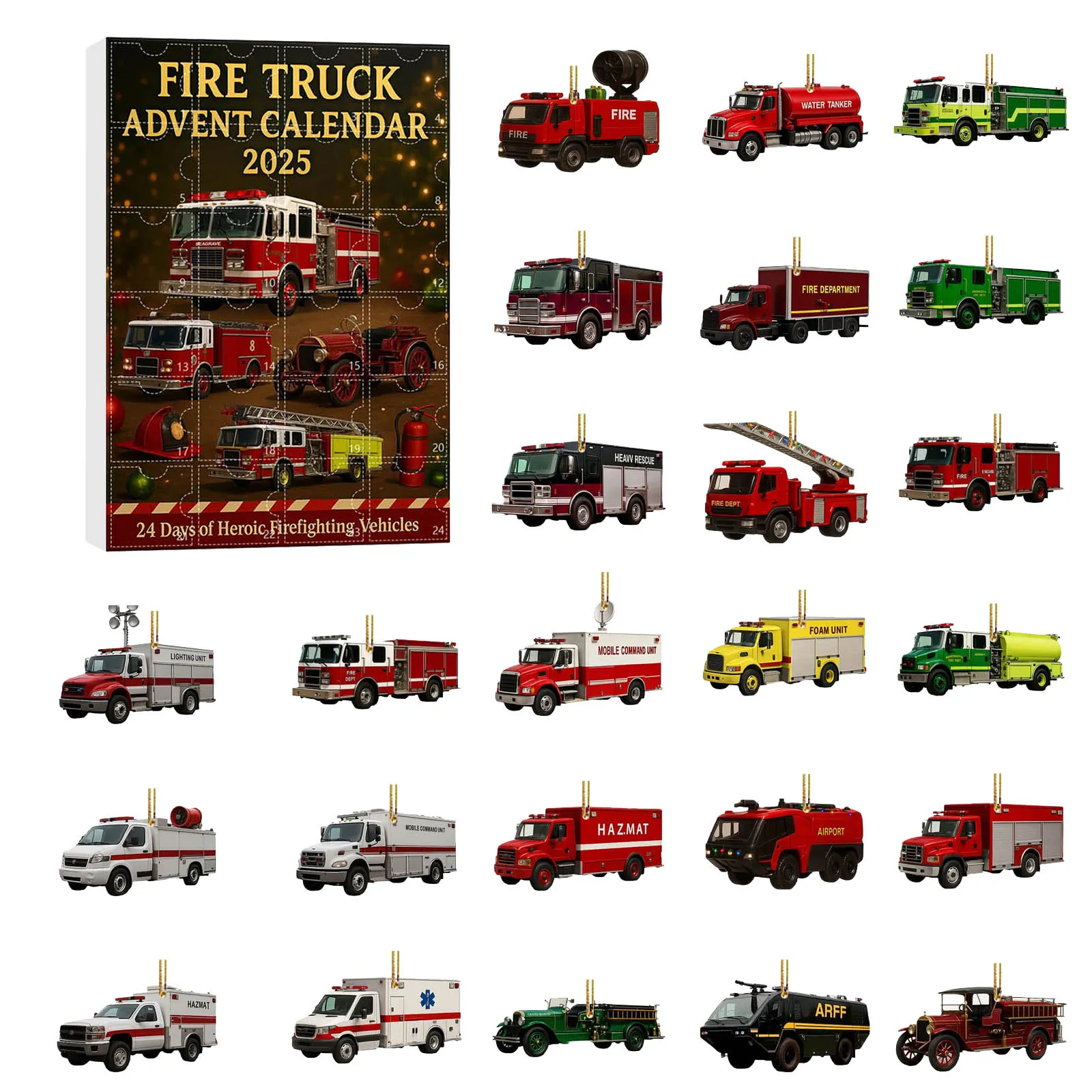 Sand Timer 30 Min Fire Truck Advent Calendar 2025 24 Days Christmas Countdown Calendar With 24 Large Timer Digital Display