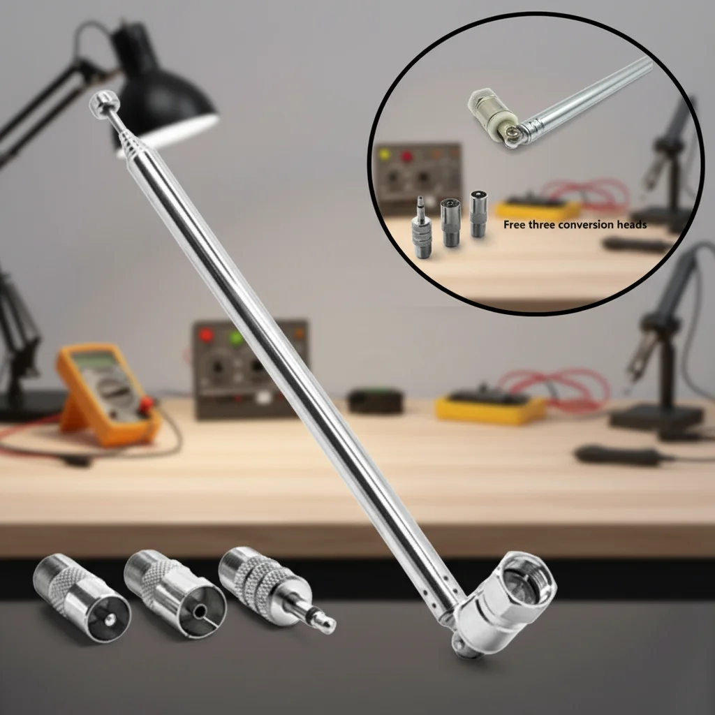 Telescopic DAB FM Radio Aerial Adapter HiFi AV Receiver Mini System Aerial Antenna Length F-male Connector Radio Accessorie
