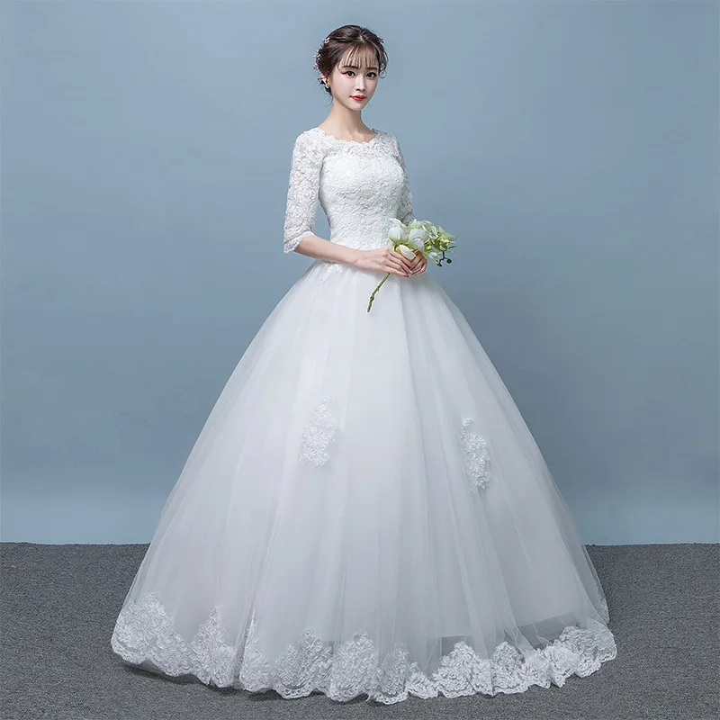 White Wedding Dress New Bridal Main Yarn off-Shoulder Floor-Length Simple and Thin Female Super Fairy Mori Style