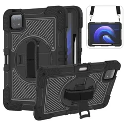 360 Rotating Armor Case for Xiaomi Pad 7 6 Pro Redmi Pad 2 2025 SE 8.7 11 inch Kickstand Cover Shockproof with Shoulder Strap