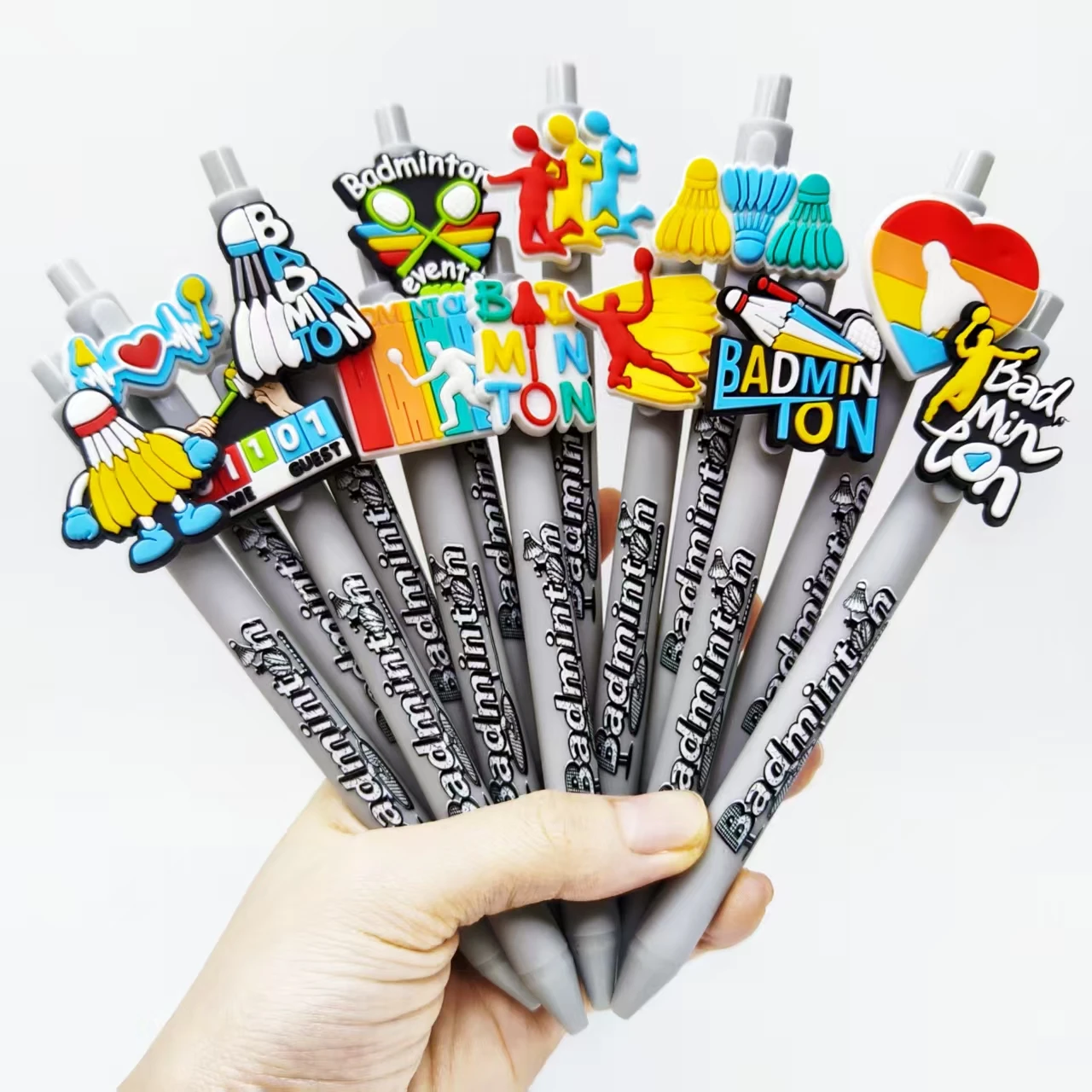 

13 шт./18 шт., стильная нашивка для бадминтона, светло-серая серия, спортивная тема, шариковая ручка с принтом