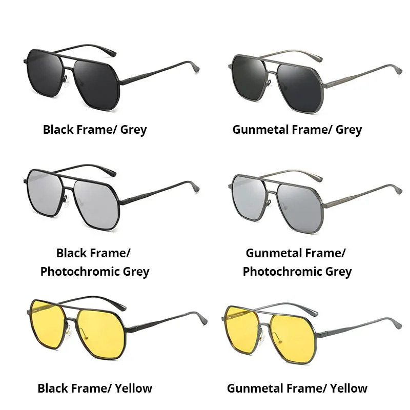 Photochromic Polarized Sunglasses Men Women For Driving Sun Glasses Yellow Lens Aluminum magnesium Polarising Glasses
