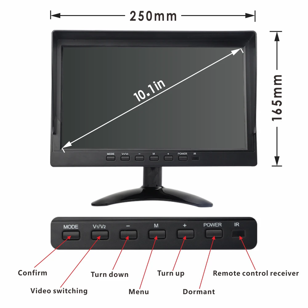 Cámara de salpicadero para coche, Monitor de 7 pulgadas, 4 cámaras, 1080p, visión nocturna, visión trasera, soporte para tarjeta SD, grabación