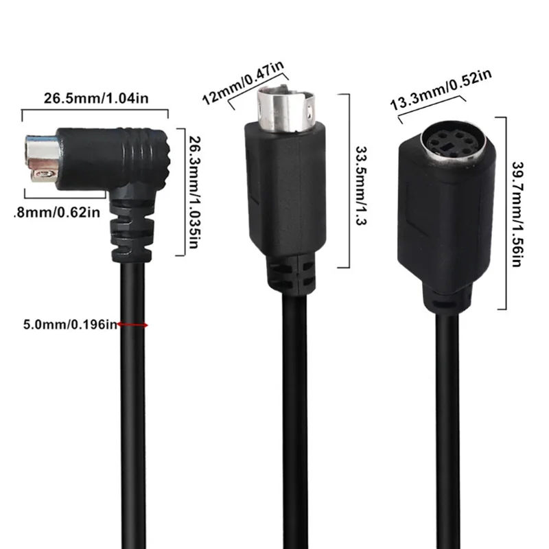 PS2 Converter,90 Degree Angle Shielded Mini DIN 6-Pin Male to Male Female Adapter for PC,Scanner,Mouse,Keyboard,Black
