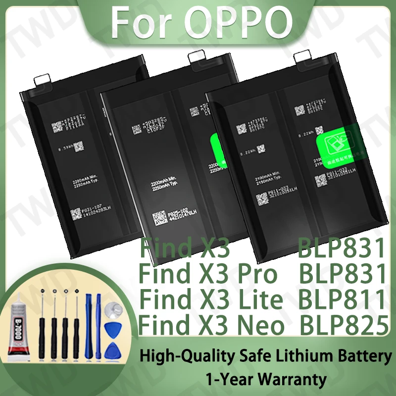 

Совместимый комплект аккумуляторов для OPPO Find X3 Series X3 X3 Pro X3 Lite X3 Neo Smart Protected + бесплатные инструменты