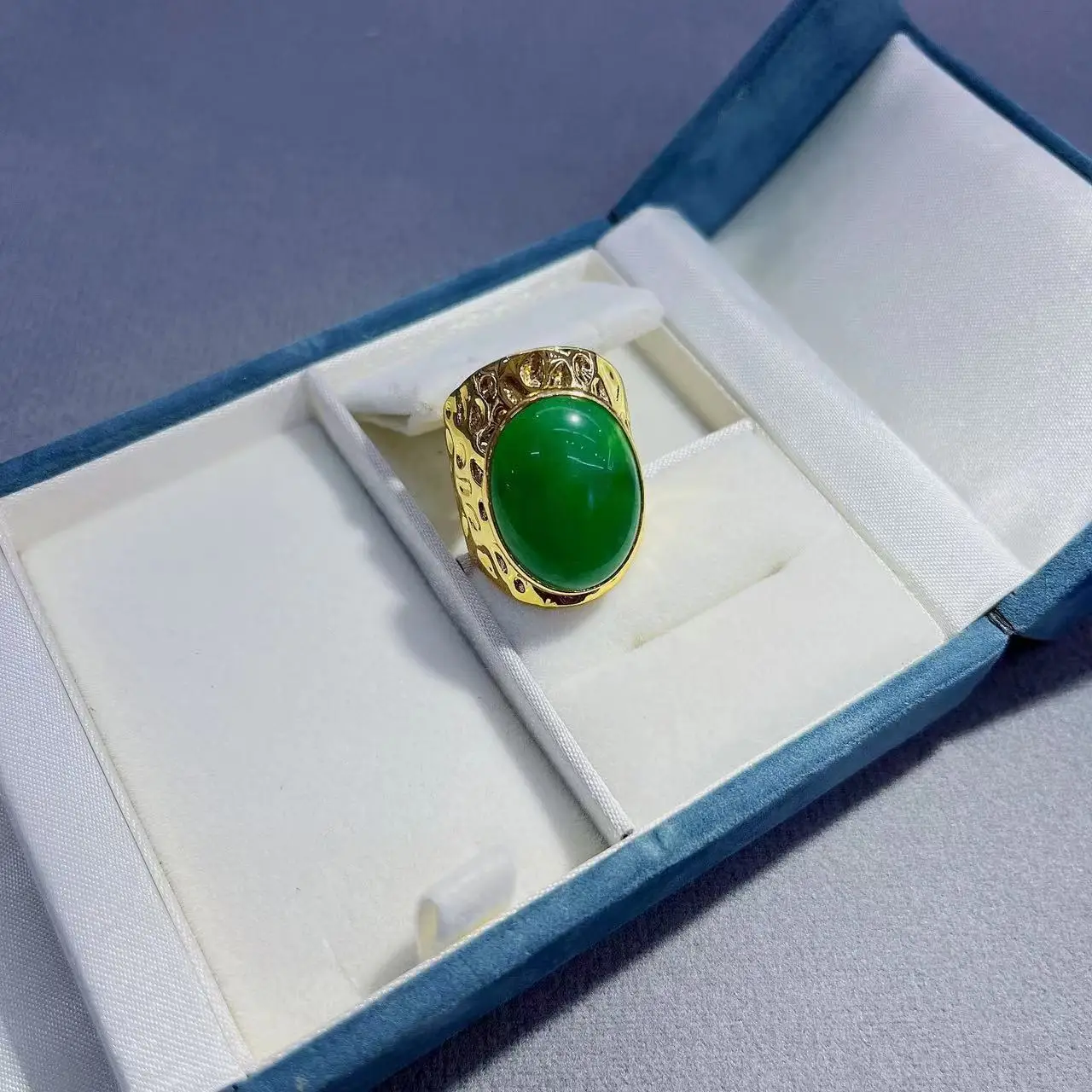 DIY accessories Natural chalcedony handmade embossed ring, live cross-border ring