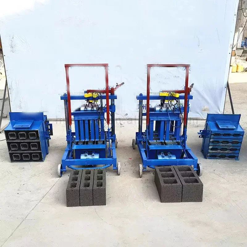 2022 New Brick Block Maker Making Machine Small Mobile Portable Manual Hollow Cement Fly Ash Block Bricks Making Machinery