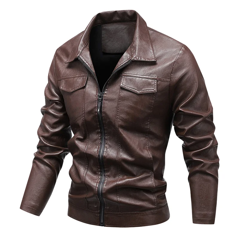 2024 Autumn Casual Motorcycle Jacket Men Biker PU Leather Coats Windbreaker Leather Jacket Men Winter Jacket Men Slim Clothing