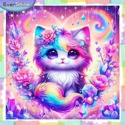 EverShine 2024 New Diamond Mosaic Cat Heart Crafts Kit Adult Painting Animal Colorful Sale Embroidery Cartoon Home Decor Items