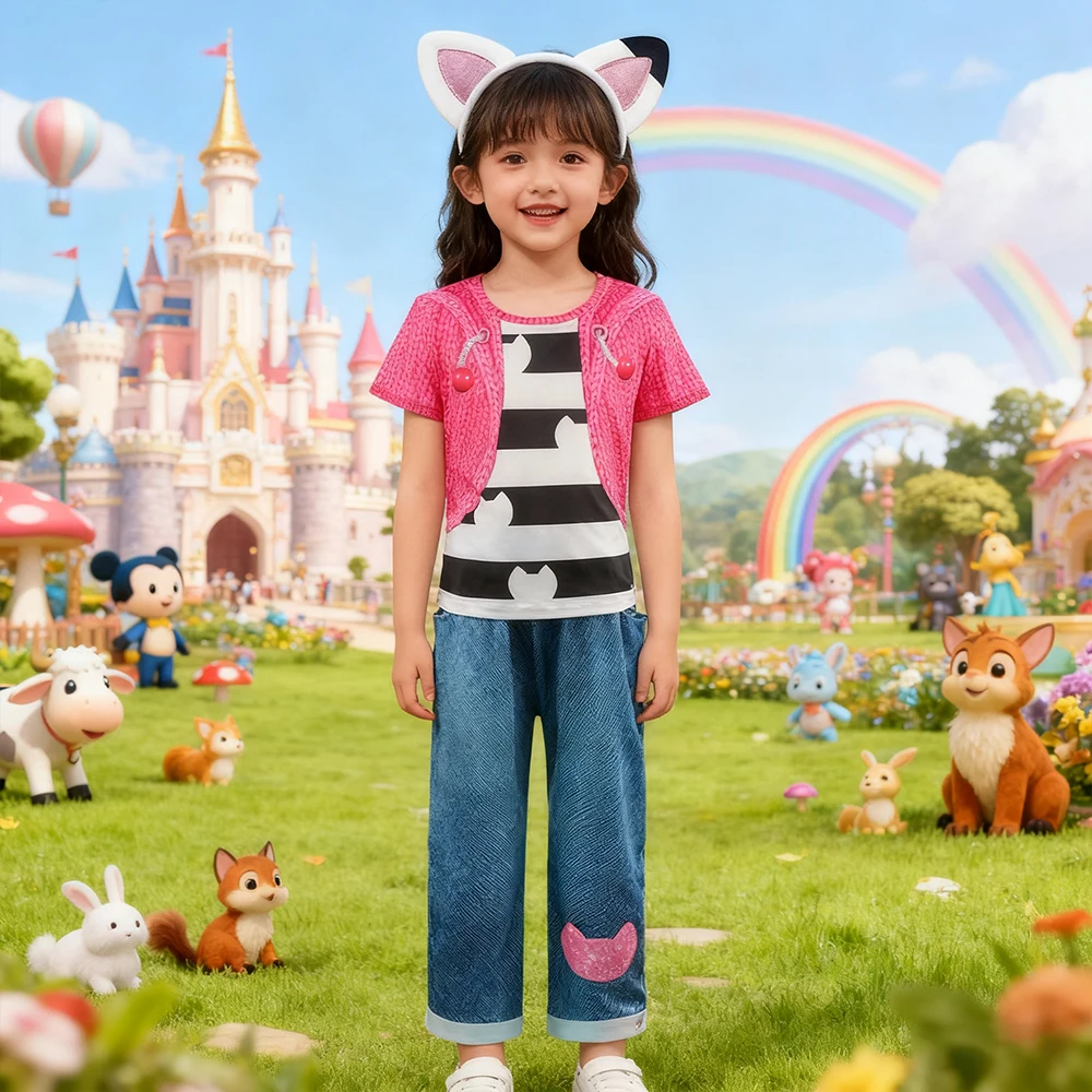 

Gabby Dollhouse Cosplay Costumes Top+Pants+Headband 3Pcs Sets For Children Christmas Performance Clothing Girls Carnival Outfits