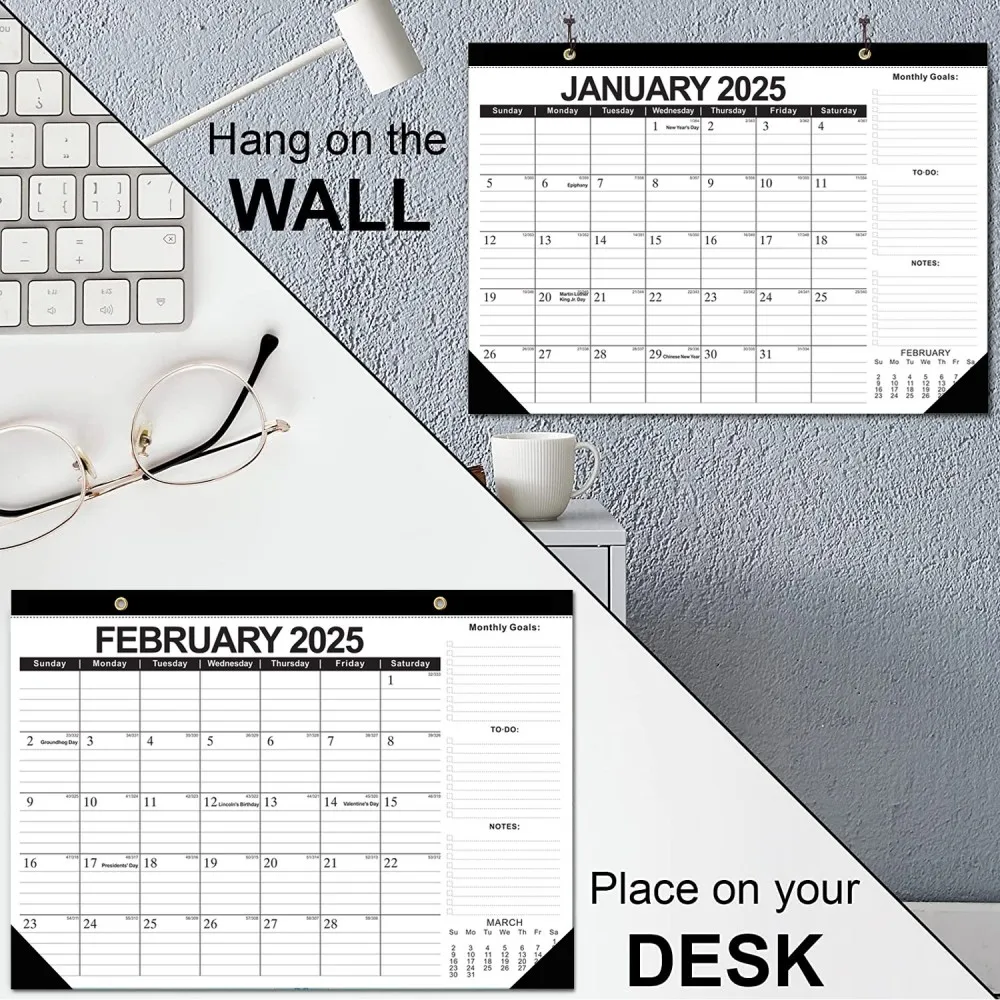 Desk Calendar 2024-2025 Wall Hanging Calendar Large Weekly Monthly Yearly Planner Desk Schedule To Do List Agenda Organizer