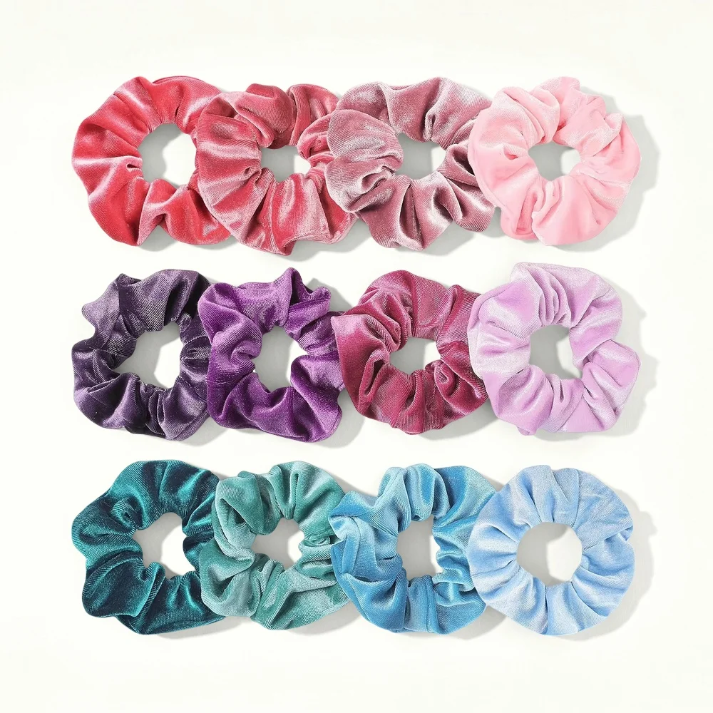 12 Pack Velvet Hair Scrunchies Scrunchy Hair Ties Elastic Hair Bands Ropes Scrunchie for Women or Girls Hair Accessories image 2