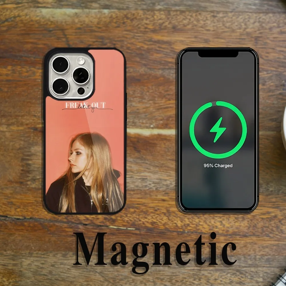 Singer Avril L-Lavigne Phone Case Magsafe Magnetic For iPhone 11 12 13 14 15 Pro Max Plus Wireless Charging