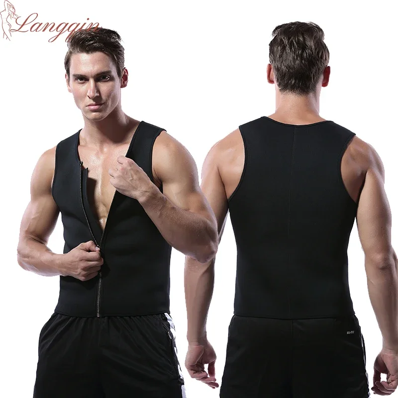 

Men Waist Trainer Tummy Control Fitness Corset Zip Sauna Tank Top Neoprene Workout Shirt Vest