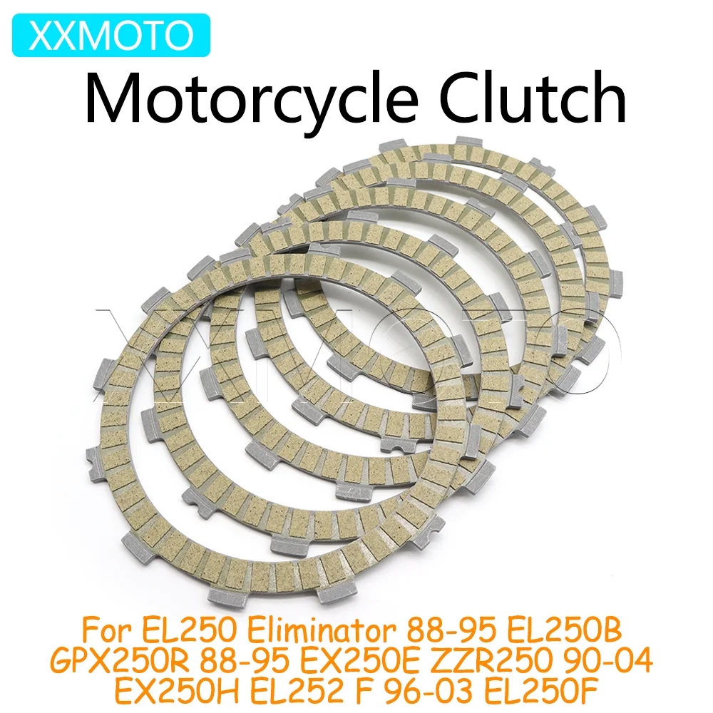 For Kawasaki EL250 Eliminator GPX250R ZZR250 EL252 F EX250 E H EL 250 B EL 250 252 F Motorcycle Clutch Plate Friction Disc Kit