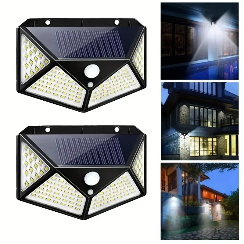 1/2/4pcs 100 Led Solar Lights Outdoor Motion Sensor Lights 3 modes Wireless Security Lights 1000 Lumen Waterproof Wall Light