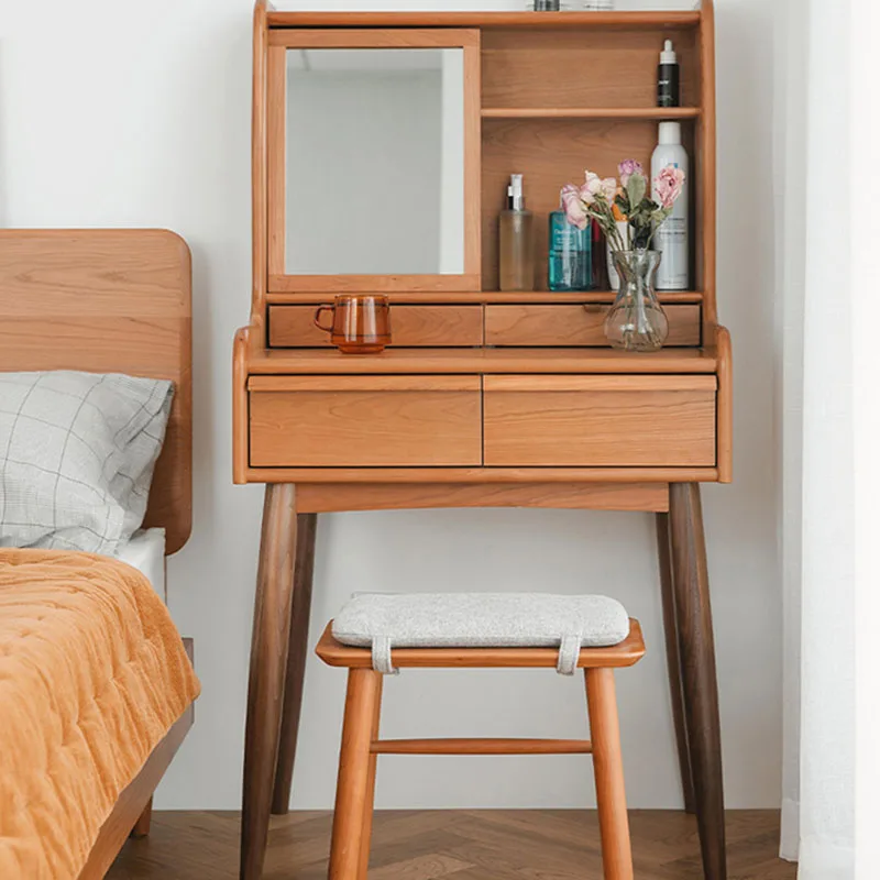 أدراج خشبية صغيرة منضدة الزينة تخزين مكتب ماكياج ماكياج غرفة نوم خلع الملابس فتاة الجمال Penteadeira الأثاث العصري