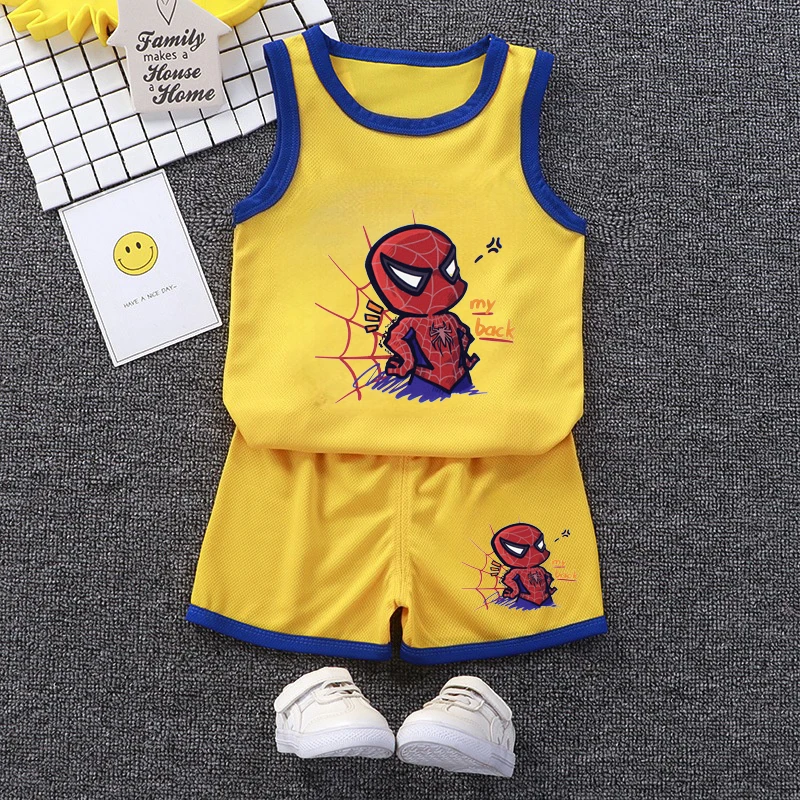

Spiderman 2PCS Kids Summer Clothing Set Cotton Vest Suit with T-shirts Shorts Tank Top for Boys And Girls