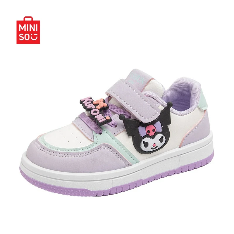 

Miniso 2025 Kuromi Girls Sneakers, Cartoon Breathable Canvas Shoes for Kids & Students Fashion Casual Wear