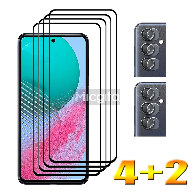 

4+2 Tempered Glass Protector For Samsung Galaxy M54 Screen Glass 6.7" and Soft Fiber Camera film