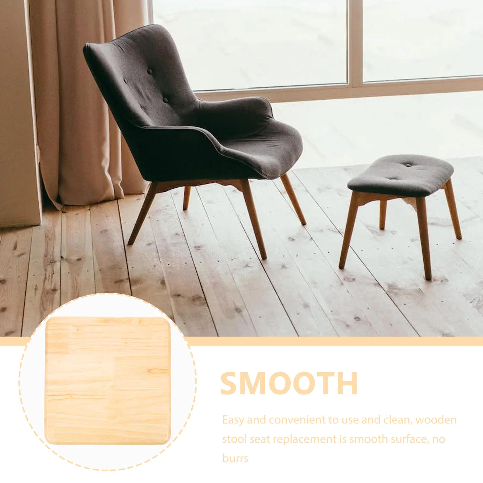 Square Stool Seat Replacement for Restaurant Chair Plastic Household Solid Wood Home