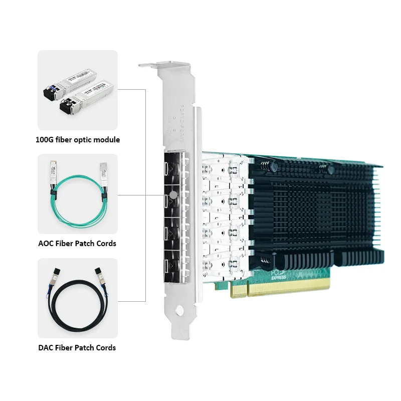 Carte réseau NIC x16 1023PF Quad-port 25 go, adaptateur Ethernet basé sur la puce Intel E810 avec profil bas RDMA, LR-LINK