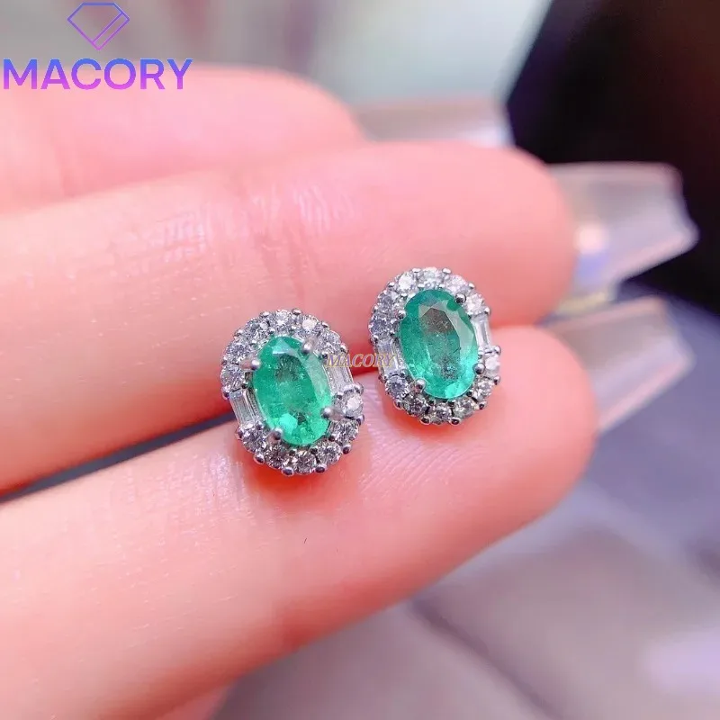 

Серьги-гвоздики с натуральным изумрудом, стерлинговое серебро 925 пробы, элегантные женские украшения, колумбийский изумруд с сертификацией