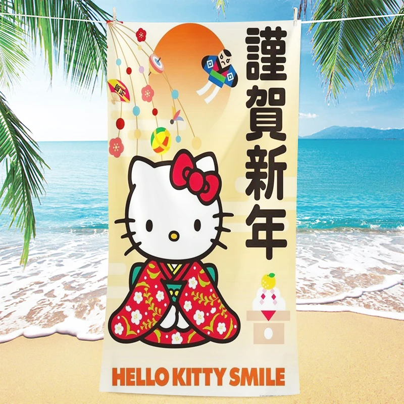

Hello Kitty Beach Towel Microfiber 3D Digital Printing Cute Anime Cartoon Pattern Children Gift Travel Decorations
