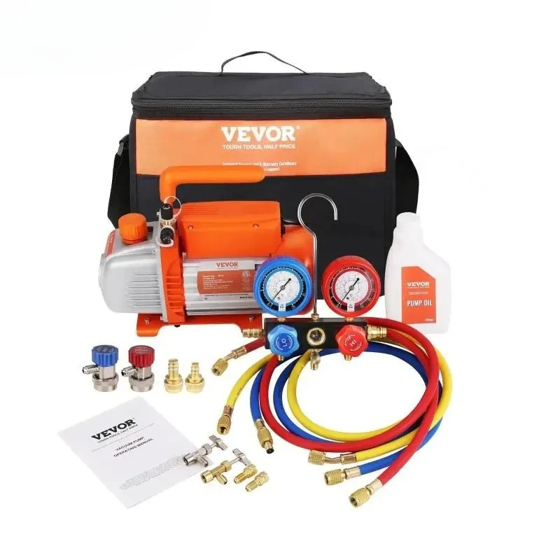 

SucceBuy 3,5CFM 4CFM одноступенчатый роторно-лопастной вакуумный насос HVAC Air AC и комплект хладагента кондиционера, набор манометров коллектора