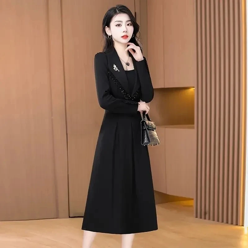 High End Fake Two-piece Dress 2024 Spring Autumn New Chinese Style Wedding Dress Fashion Elegant Female Long Dress Vestidos 4XL