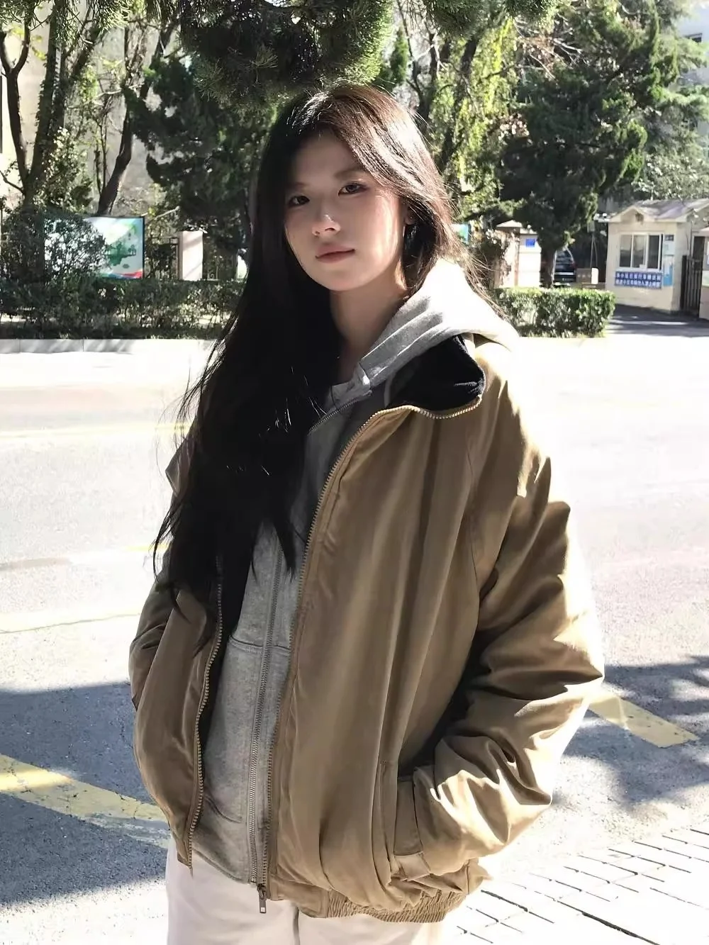 

Thiened Cotton Jaet Women's Sle Winter New Flip Collar Embroidered Warm Coat American Color Blo Cotton Workwear