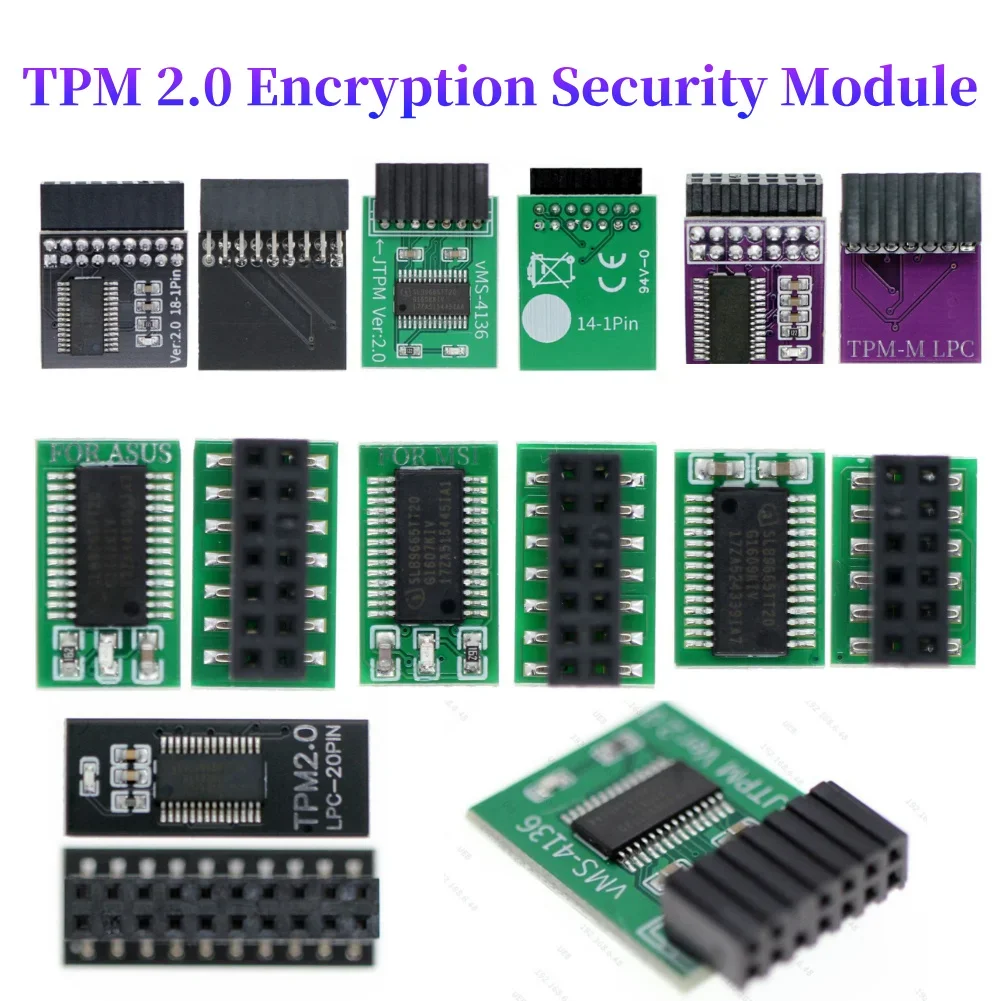 TPM 2.0 Module 12/14/18/20PIN TPM 2.0 Encryption Security Module TPM Security for Asrock ASUS MSI Asrock GIGABYTE LPC