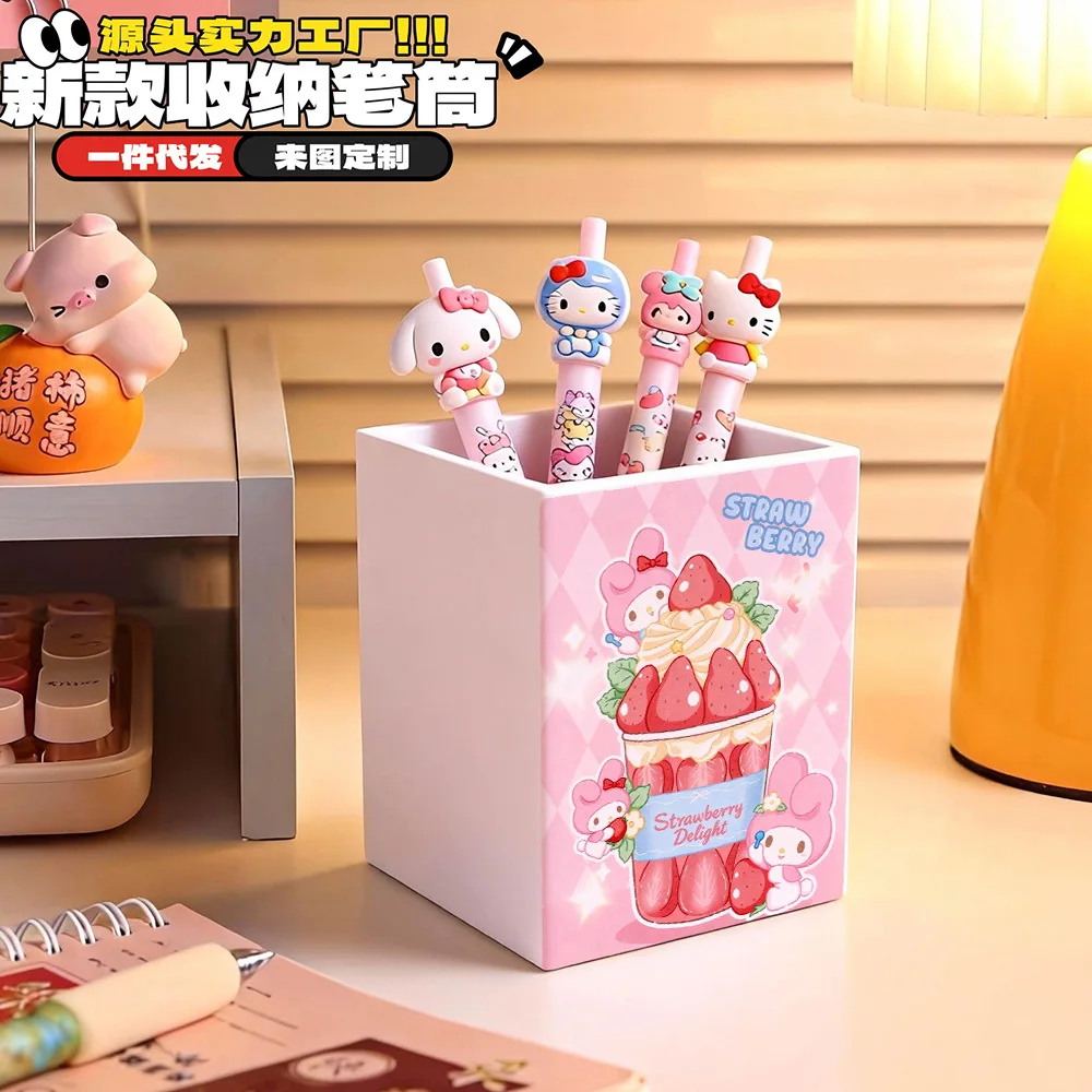 

Kawaii Sanrio Melody Storage Box Cute Desktop Student Pen Holder Stationery Box Large Capacity Makeup Storage Box Girl Gift