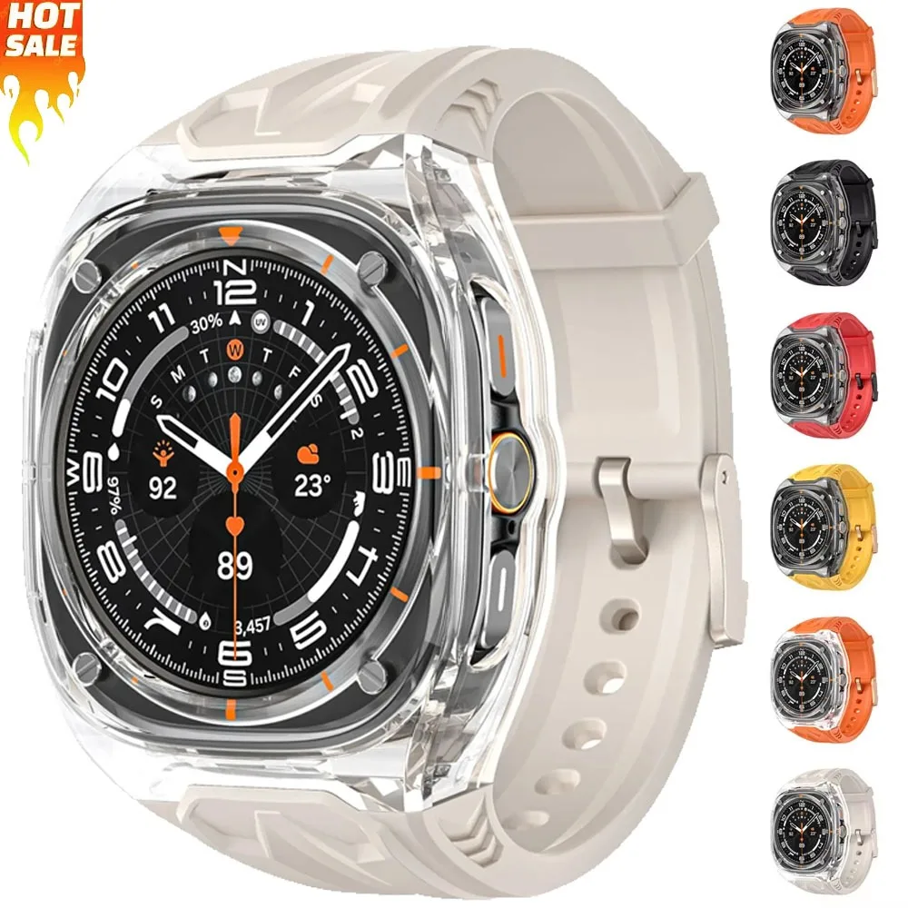 PC+TPU Case for Samsung Galaxy Watch 8-7 Ultra 47mm Integrated Silicone wristband for Galaxy Watch Ultra 2025 47mm Accessories