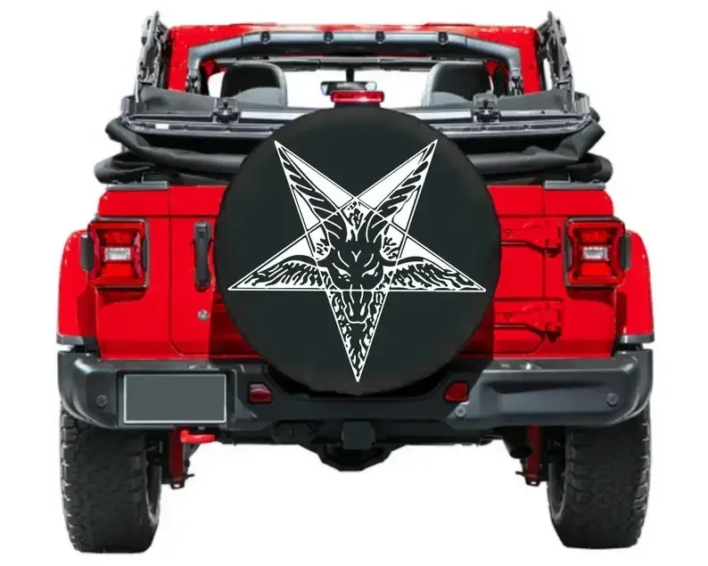 Gothic Spare Tire Cover, Gothic Car Accessory, Pentagram Spare Tire Cover, Tire Cover, Baphomet Car accessories, Accessories