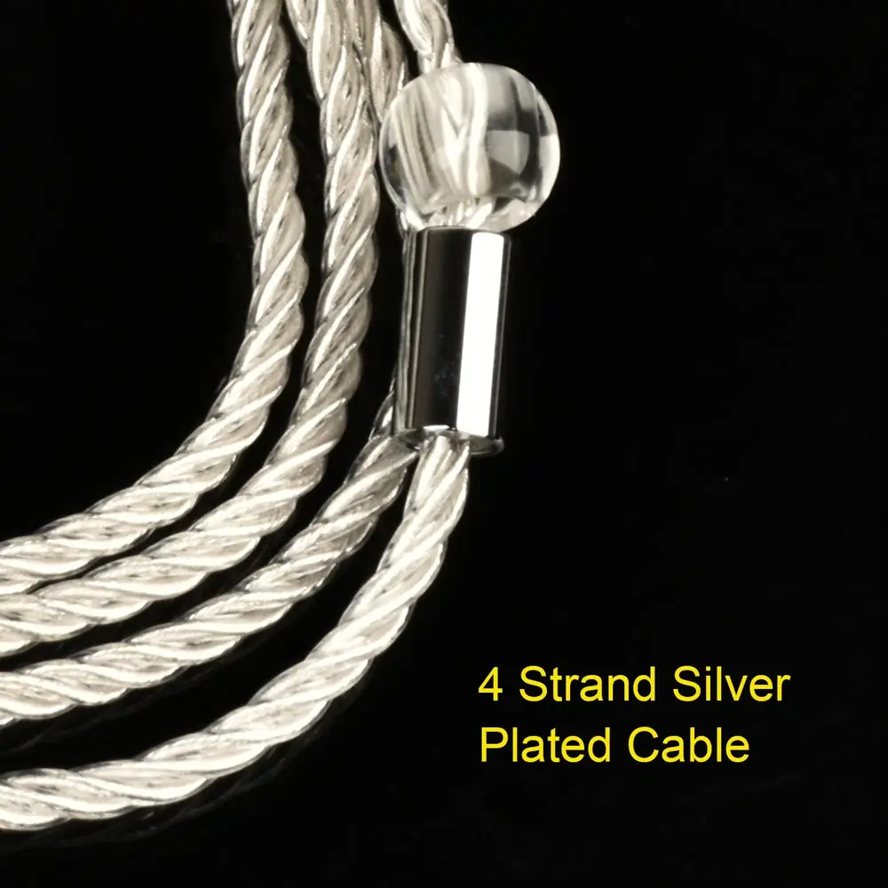 Tiandian-Cabo de fone de ouvido prateado para TFZ TD19, 4 vertentes