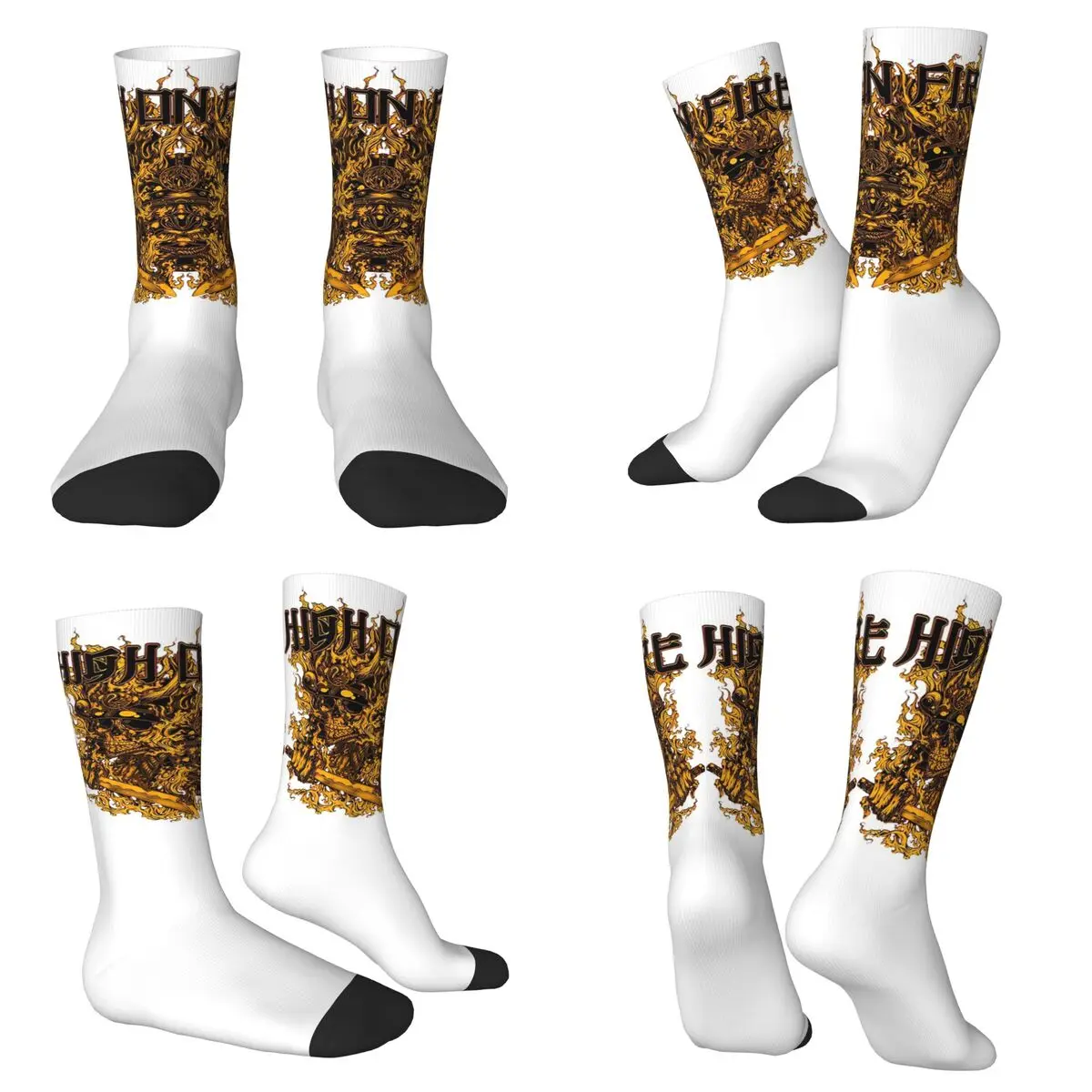 

In Flames с металлической лентой Fury, кованые музыкальные винтажные тяжелые носки, чулки в стиле Харадзюку, всесезонные длинные носки, аксессуары для подарков унисекс