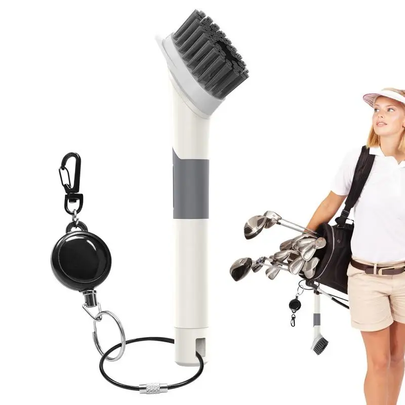 Golf Club Brush Portable Golf Club Cleaning Brush With Leakproof Water Storage Pipe Golf Brush And Groove Cleaner With Zip-line