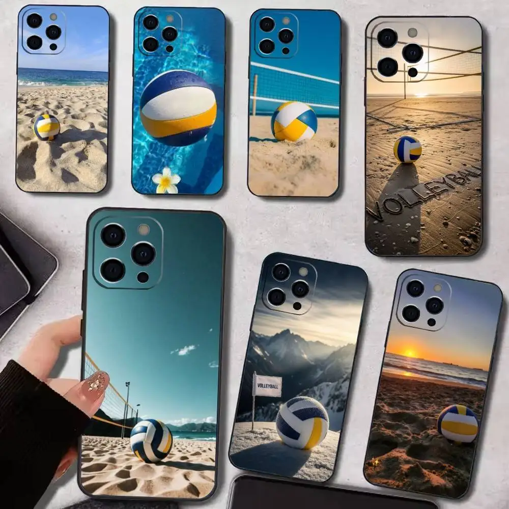 

Diverse Sport Beach Volleyball Phone Case For iPhone17,16,15,14,13,12,11 Plus,Pro Max Soft Black Cover