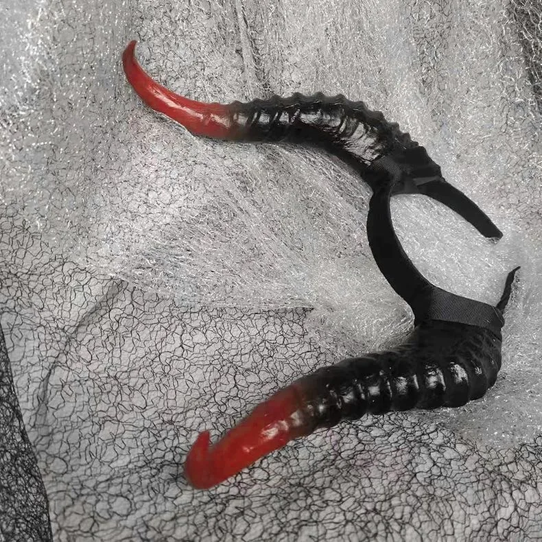 أسود أحمر شيطان القرن عقال تأثيري النساء القوطية الشياطين الحيوان الثور قرون أغطية الرأس هالوين كرنفال زي حفلة الدعائم