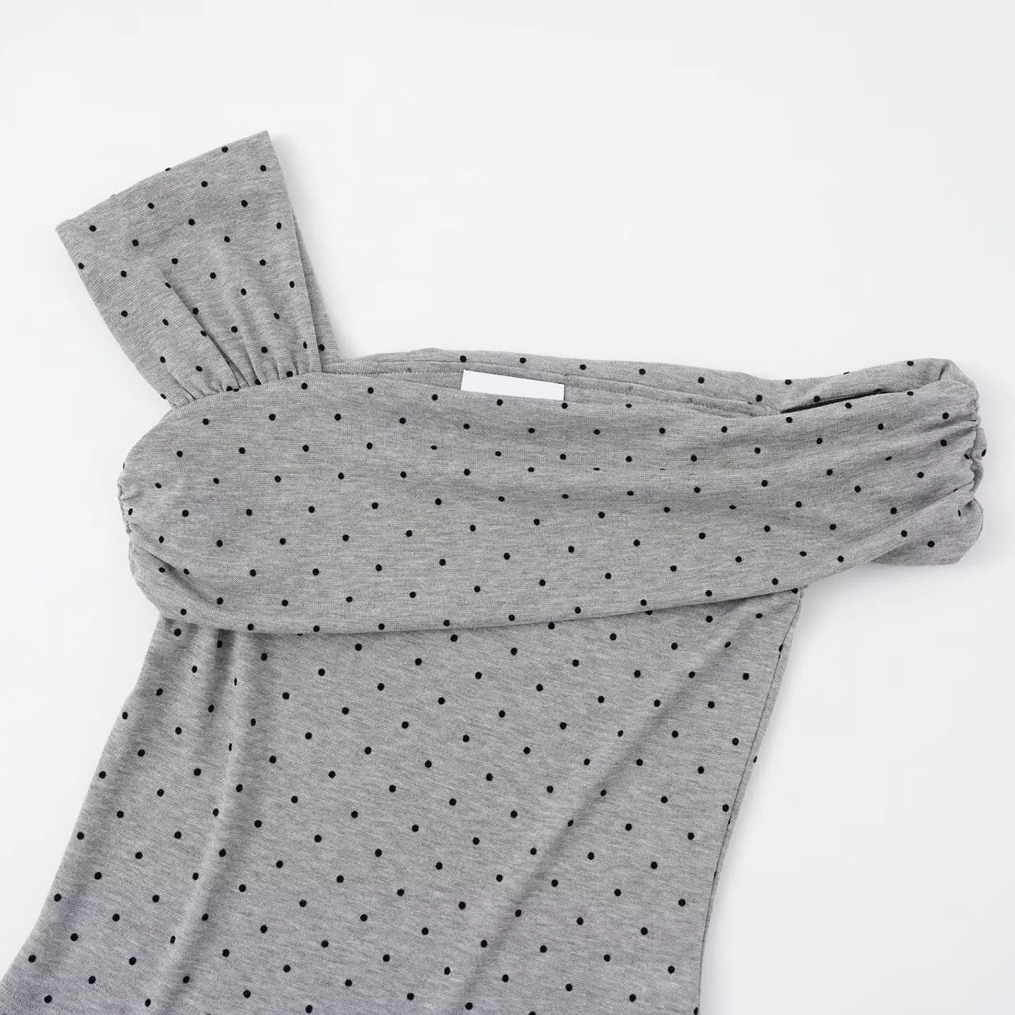 Slimming Polka Dot T-Shirt Women's Fashionable Folded One Shoulder Top Casual Style Standard Fit Short Length Chinese Made