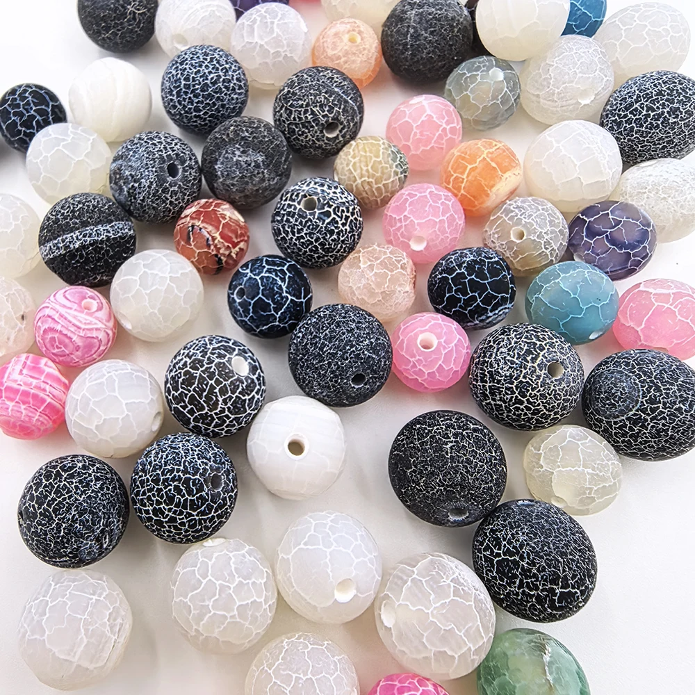 5/10PCS 6/8/10MM Frozen Agate Fossil Colored Round Beads Spaced Beads DIY Jewelry Making Keychain Loose Beads