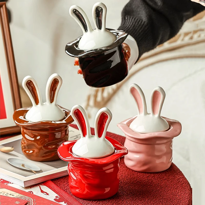 

Rabbit Ceramic Sealed Storage Jar with Lid Moisture-proof Storage Tank Tea Pot Home Storage Box Living Room Decoration Gift