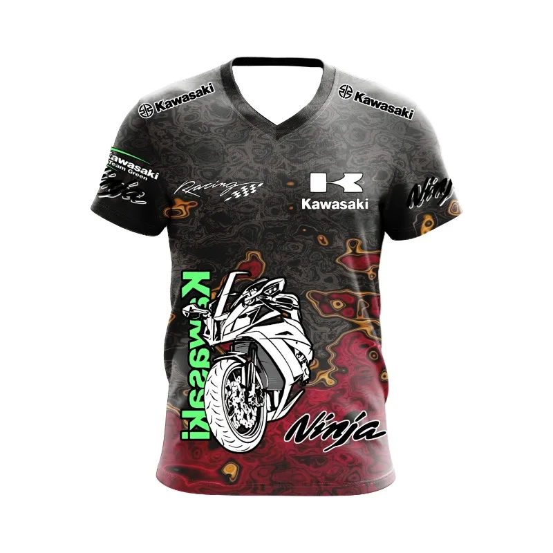 2025 الصيف دراجة نارية الرياضة كاواساكي دراجة نارية فريق شعار في الهواء الطلق على الطرق الوعرة المنافسة المشجعين الرجال سباق الدراجات النارية تي شيرت #1