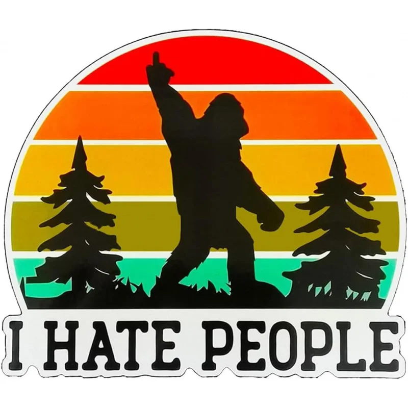 I Hate People Car Sticker Decal, 5 Funny Vinyl Sasquatch Bigfoot Car Bumper Decal, Removable Waterproof Sarcastic Window Sticke